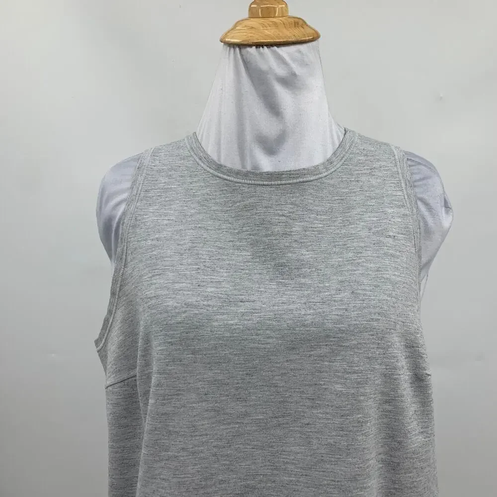 Lululemon Tank Top Womens 8 Gray Minimal Heathered Open Back Cropped Quick Dry